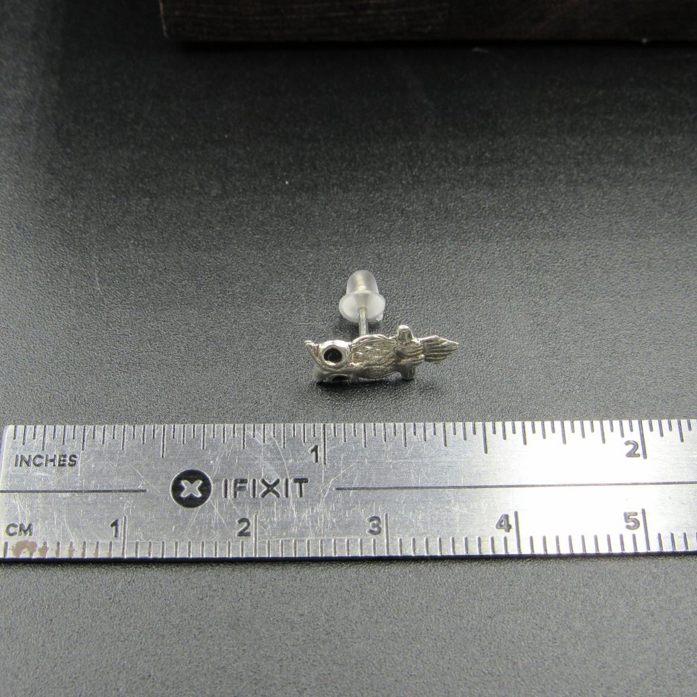 Sterling Silver Tiny Light Owl Stud Earrings - image 6